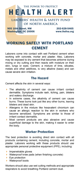 Working Safely with Portland Cement - English (Print)