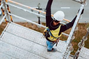 Laborer working on a scaffold